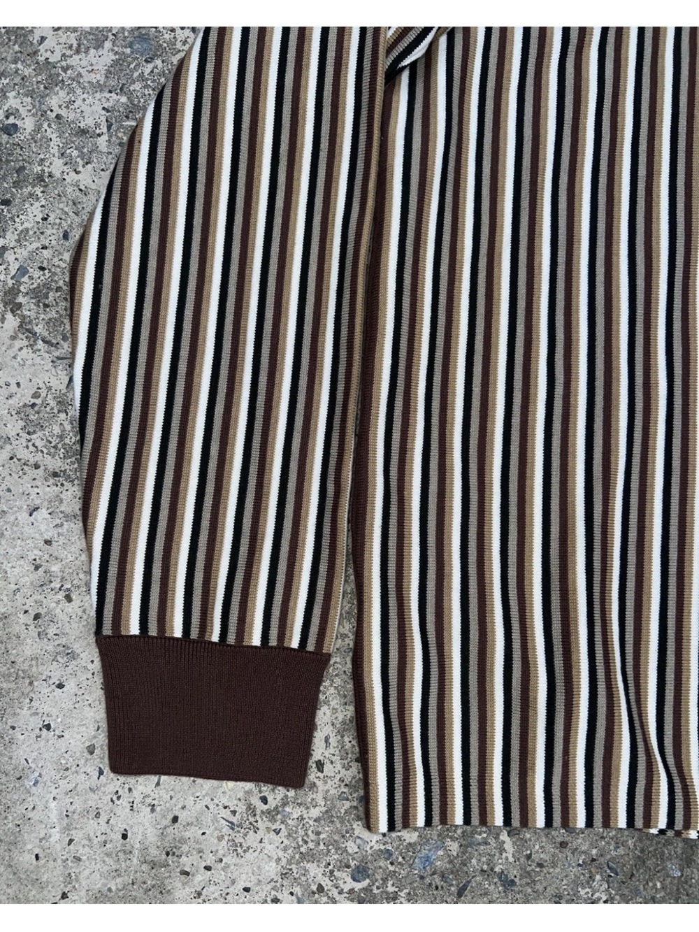Fred Perry Fine Stripe Knitted Polo Shirt Long Sleeve 2XL Carrington Brick NWT - Picture 2 of 13